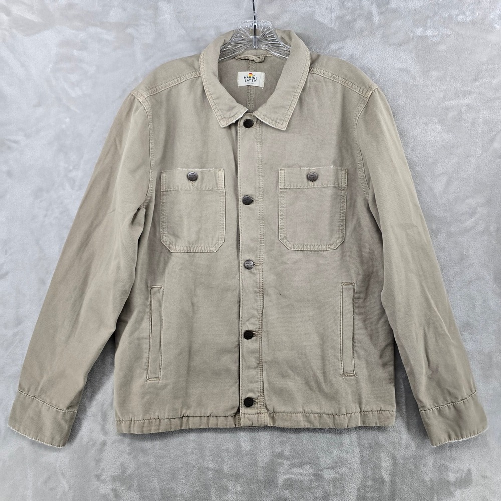 Marine Layer Chore Jacket Mens Medium Tan Canvas Button Up Workwear Coat
